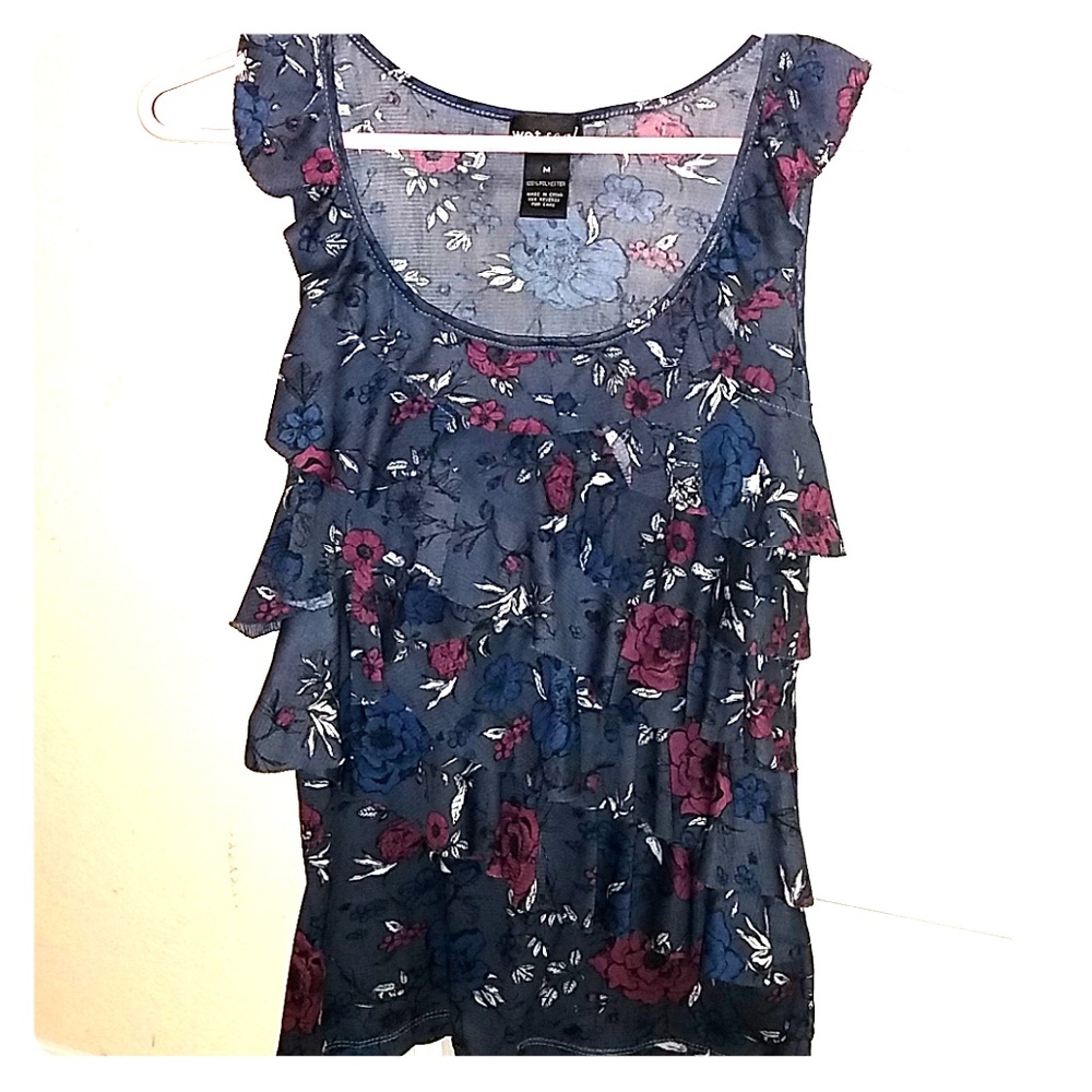 Dark gray ruffle top